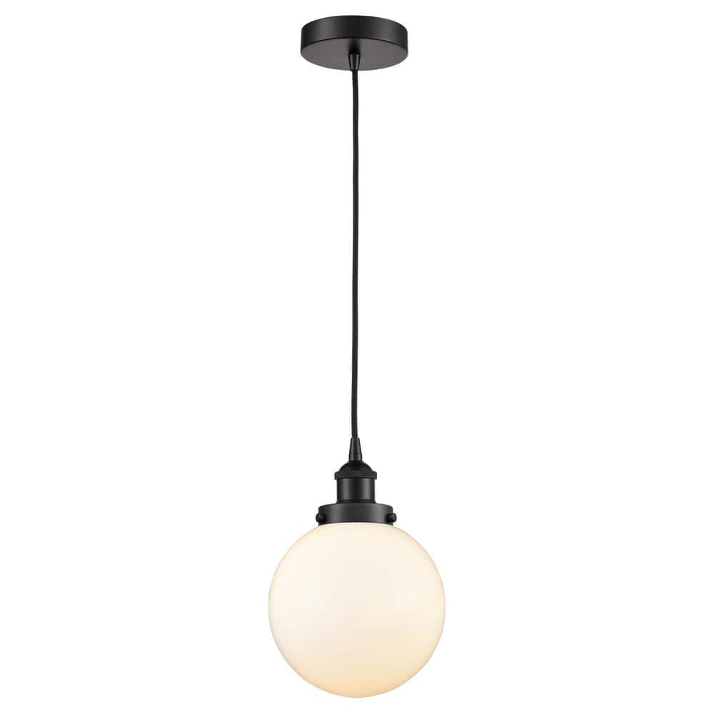 Beacon 60-Watt 1-Light Matte Black Standard Mini Pendant Light with Matte White Glass, No Bulbs Included price history on PriceWatchPro