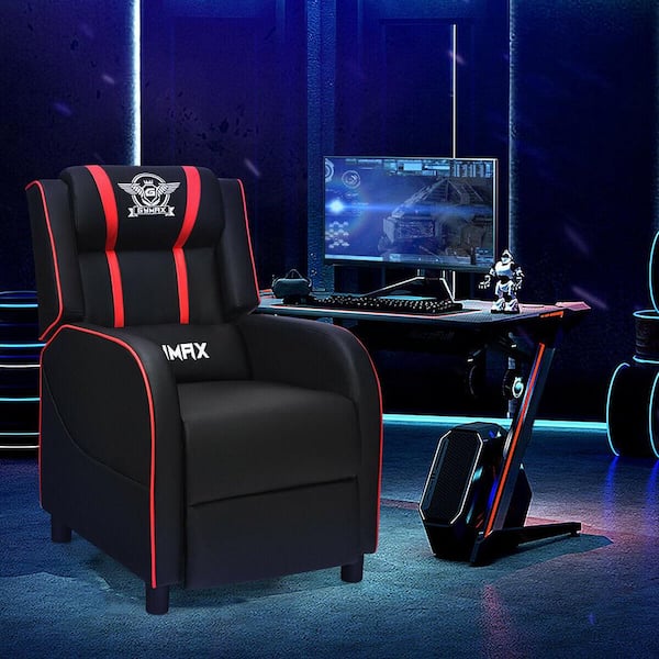 25 in. W Red Massage Gaming Recliner Chair Racing Single Lounge Sofa Home Theater Seat