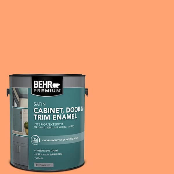 BEHR PREMIUM 1 gal. #P210-5 Cheerful Tangerine Satin Enamel Interior/Exterior Cabinet, Door & Trim Paint
