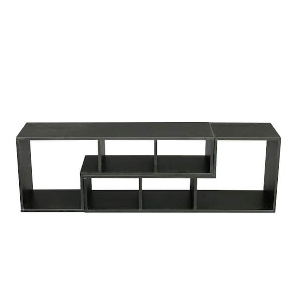 Miscool 41.34 in. Double L-Shaped Black TV Stand Fits TV's up to 55 in. (Display Shelf )