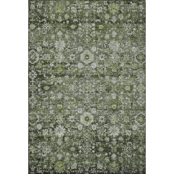 Mayfield Premium Machine Washable Indoor/Outdoor Geometric AMF651 Green 9 ft. x 12 ft. Area Rug