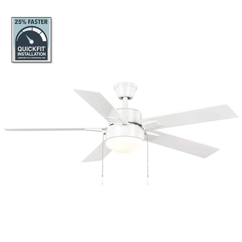 52 in. Corwin Indoor/Outdoor Matte White LED Ceiling Fan with Light Kit