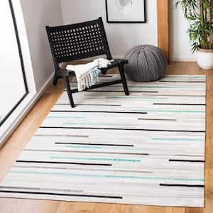 Studio Leather Gray Multi 5 ft. x 8 ft. Abstract Striped Area Rug