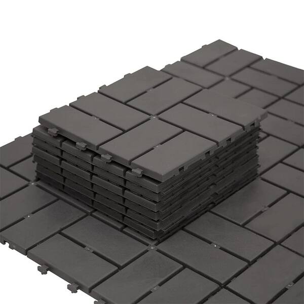 1. 02 ft. x 1. 02 ft. Quick Deck PVC Plastic Interlocking Deck Tile in Gray (9.4 sq. ft. Per Box)