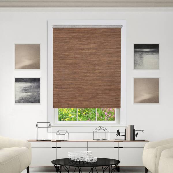 ACHIM Privacy Cocoa Cordless Light Filtering Woven Fabric Roller Shade 38 in. W x 72 in. L