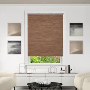 Privacy Cocoa Cordless Light Filtering Woven Fabric Roller Shade 55 in. W x 72 in. L
