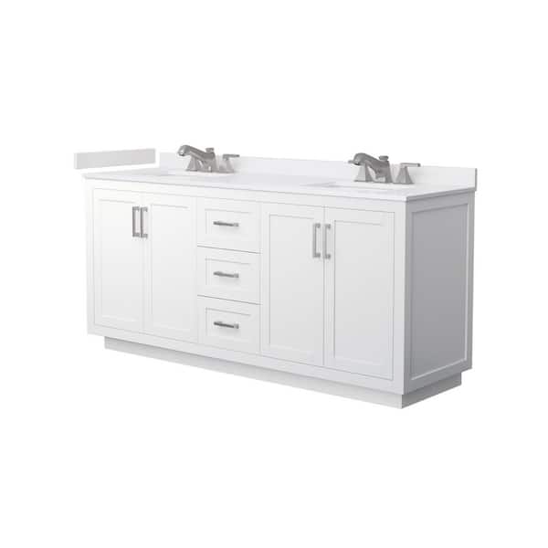 Miranda 72 in. Double Freestanding White Bath Vanity with White Cultured Marble Top Assembled
