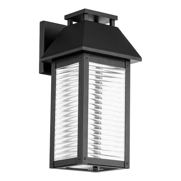 Faulkner 18 in. Black Indoor/Outdoor Hardwired Lantern Sconce with Integrated LED