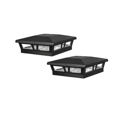 4-PACK GARDEN SOLAR BLACK POST DECK CAPS SQUARE ASSORTED LED COLORS
