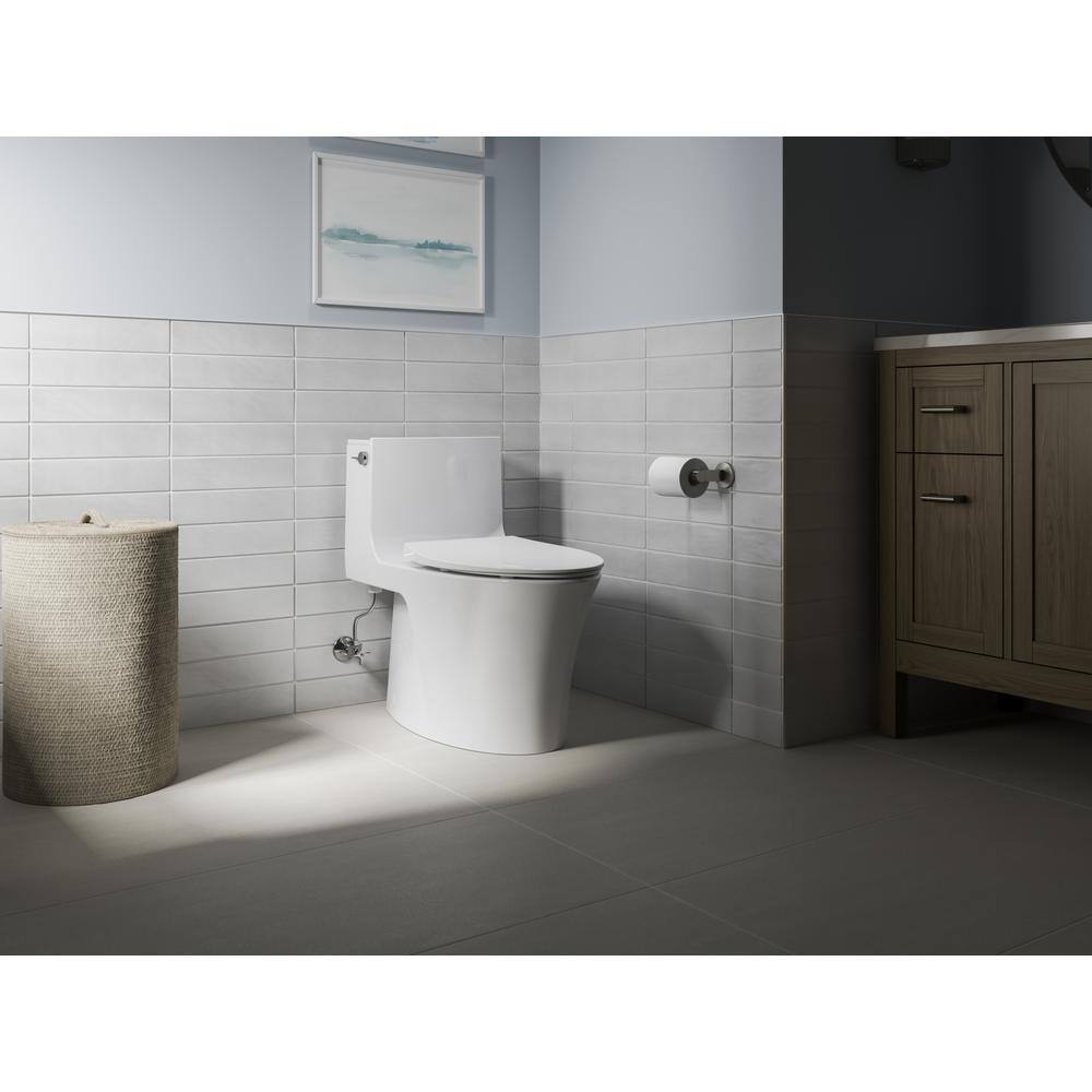 White Thermoset Plastic Quiet-Close Elongated Toilet Seat