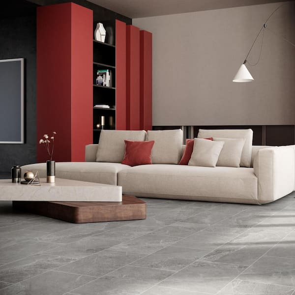 LithoTech Silver Gray 11.81 in. x 23.61 in. Matte Porcelain Floor and Wall Tile (17.43 sq. ft./Case)