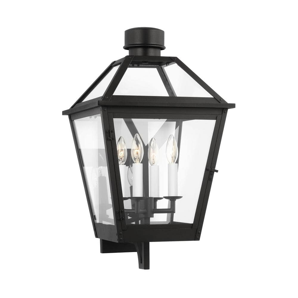 Hyannis 24.5" Textured Black Outdoor Lantern Wall Light