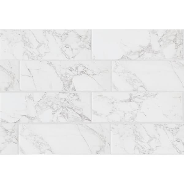 Marazzi EpicClean Milton Arabescato Marble 6 in. x 18 in. Glazed Ceramic Wall Tile (11.25 sq. ft. / case)