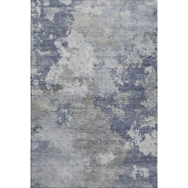 Mayfield Premium Machine Washable Abstract AMF2367 Denim 5 ft. x 7 ft. 6 in. Area Rug
