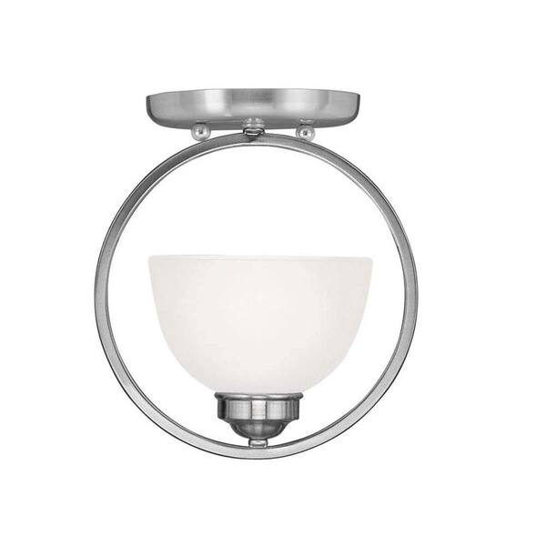 Livex Lighting Providence 1-Light Ceiling Brushed Nickel Incandescent Semi-Flush Mount