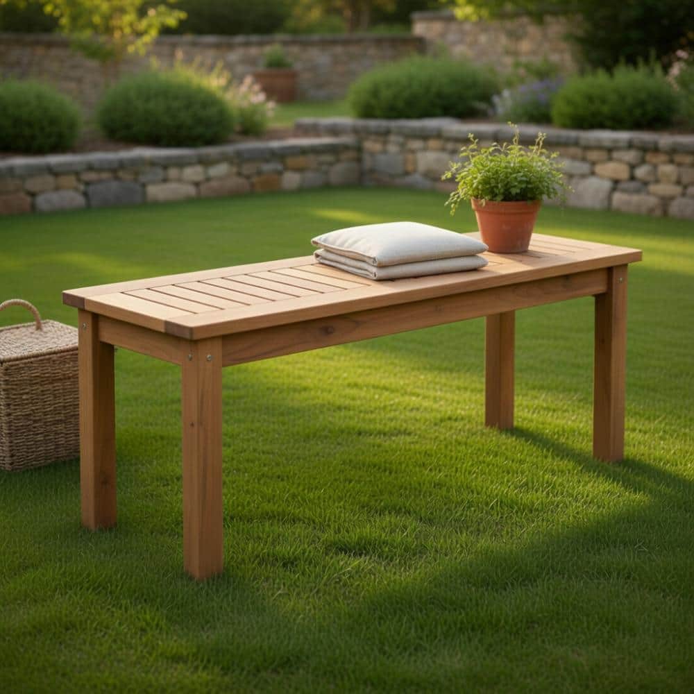Natural Solid Wood Backless Patio Bench Slatted Weather Resistant Easy Assembly price history on PriceWatchPro