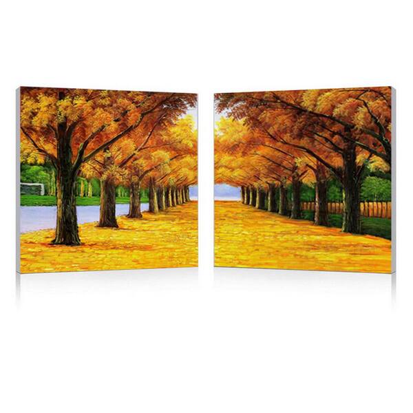 Baxton Studio Autumnal Boulevard Frameless Canvas Wall Art