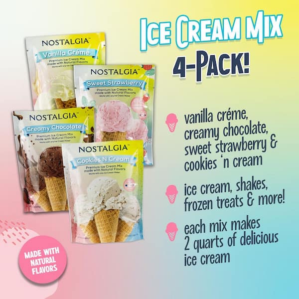 First Package 、Cream セット Nostalgia Ice Cream Mixes - Vanilla, Chocolate, Strawberry