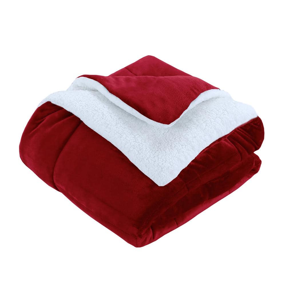 King Red Organic Reversible Sherpa Comforter Set