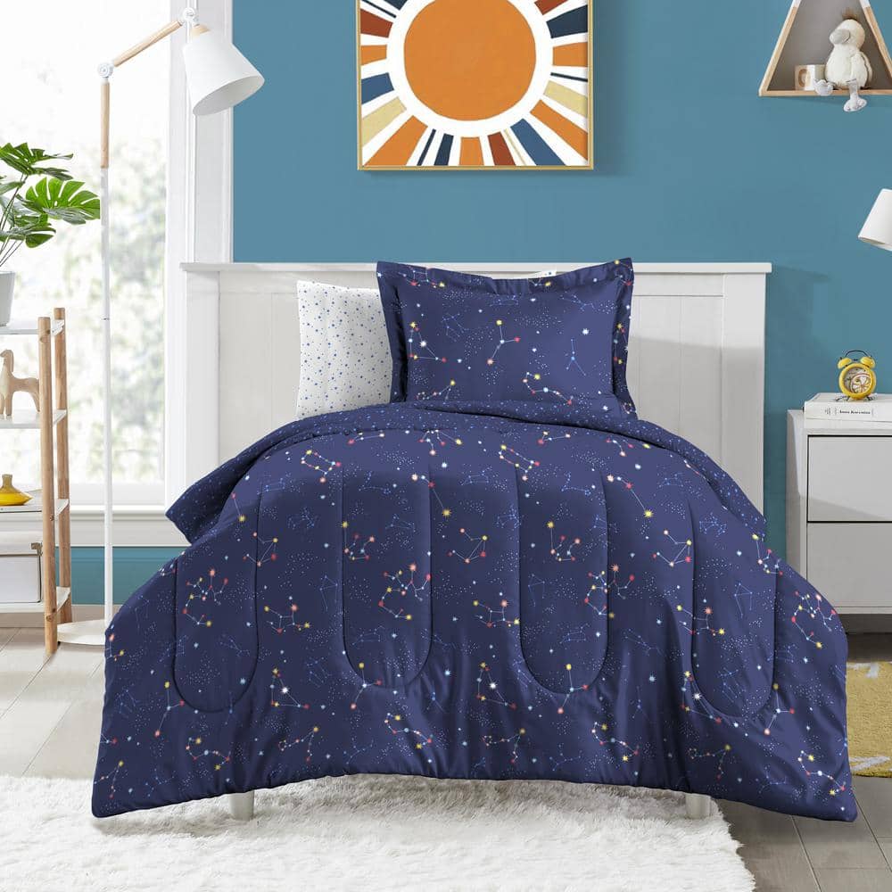 Full Blue Microfiber Boys' Reversible Bed in a Bag Set