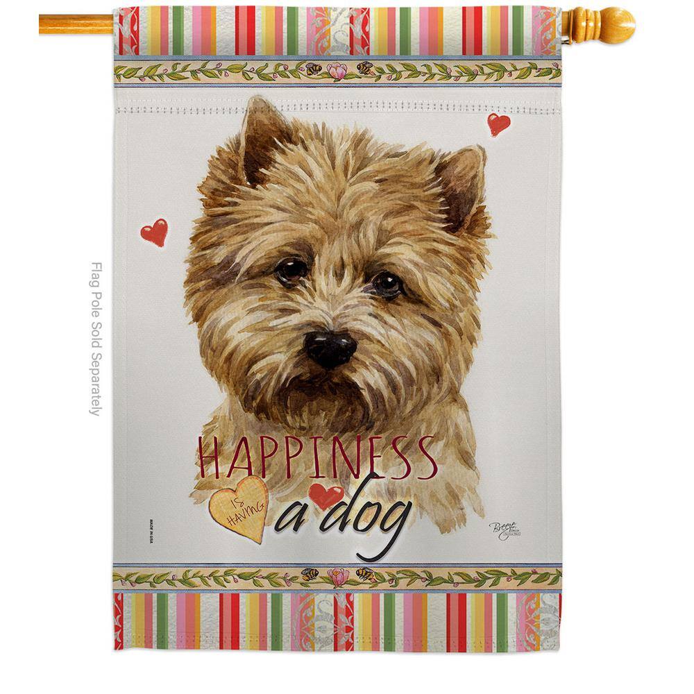 Breeze Decor 28 in. x 40 in. Cairn Terrier Happiness House Flag Double ...