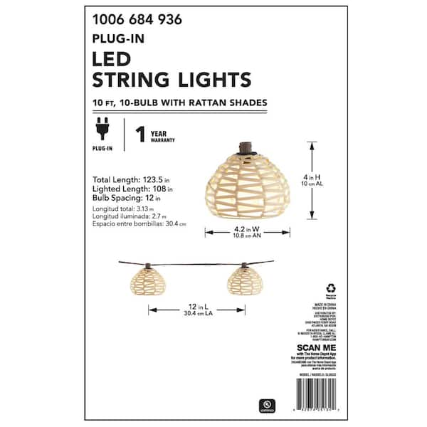 rattan ball string lights home depot