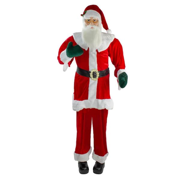 72 in. Red and White Life Size Plush Santa Claus Standing Christmas Figure