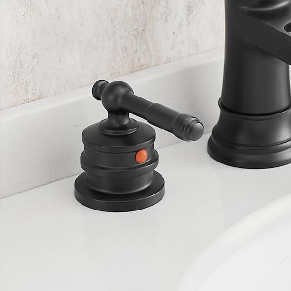Waterfall 8 in. Widespread Double Handle Stainless Steel Bathroom Faucet in Matte Black