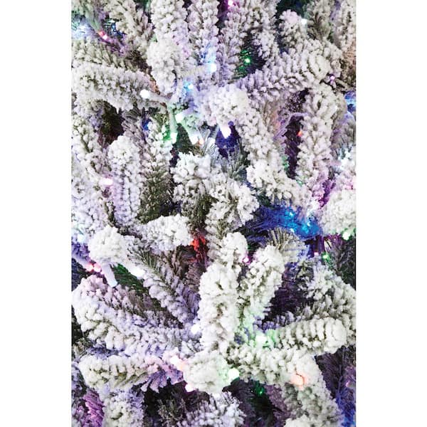 Home Accents Holiday - 7.5 ft. Pre-Lit LED Starry-Light Warm White and Multi Flocked Fraser Artificial Christmas Tree with remote control