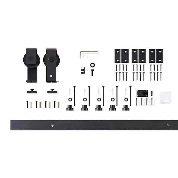 4 ft./48 in. Black Rustic Single Bi-Fold Sliding Barn Door Track and Hardware Kit with T-Shape Roller for 2-Doors