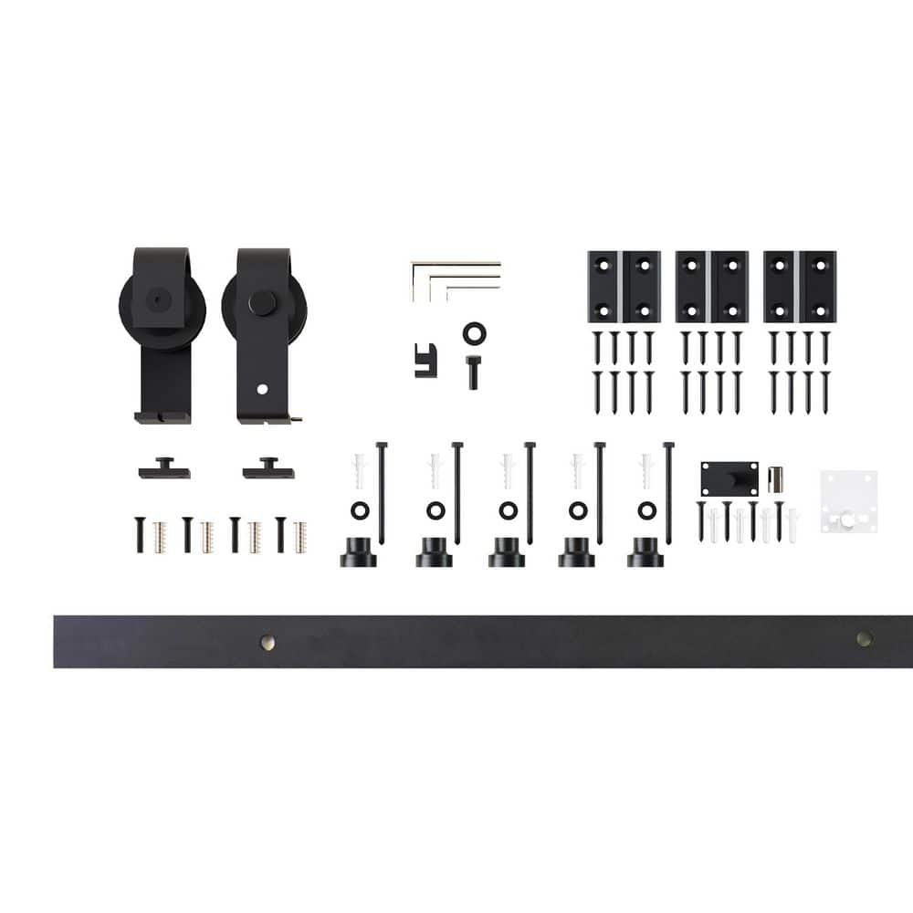 4.5 ft./54 in. Black Rustic Single Bi-Fold Sliding Barn Door Track and Hardware Kit with T-Shape Roller for 2-Doors price history on PriceWatchPro