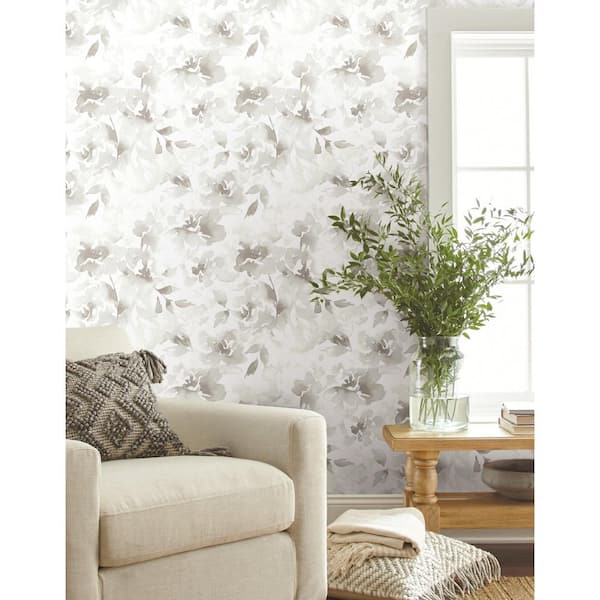 Neutral Renewed Floral Non Woven Preium Paper Peel and Stick Matte Wallpaper Approximately 34.2 sq. ft