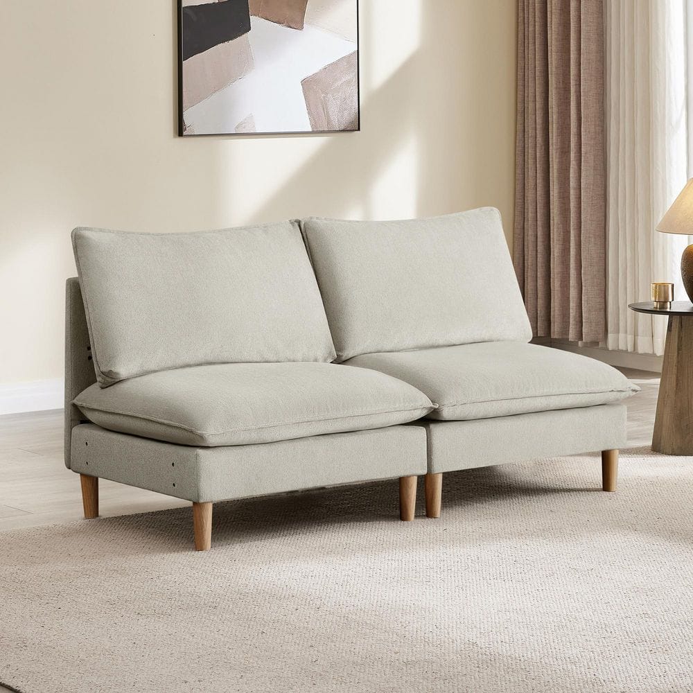 Kira 66.92 in. Armless 1-Piece Fabric Modular Sofa in Gray with Removable Cushions