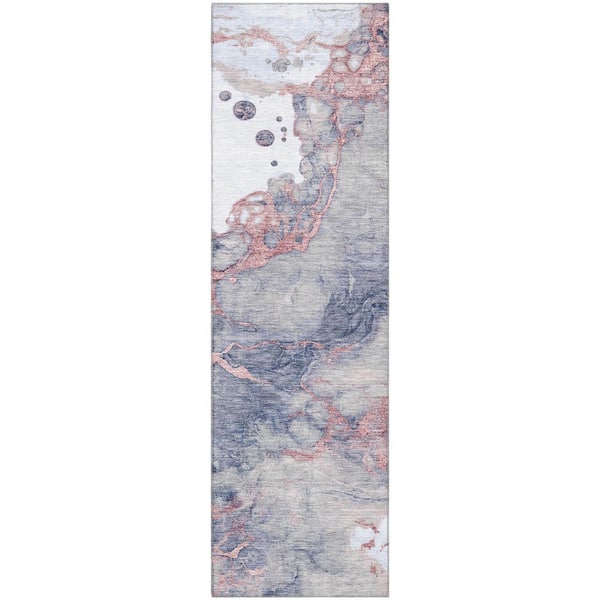 Mayfield Premium Machine Washable Abstract AMF2110 Blush 2 ft. x 7 ft. Runner Rug