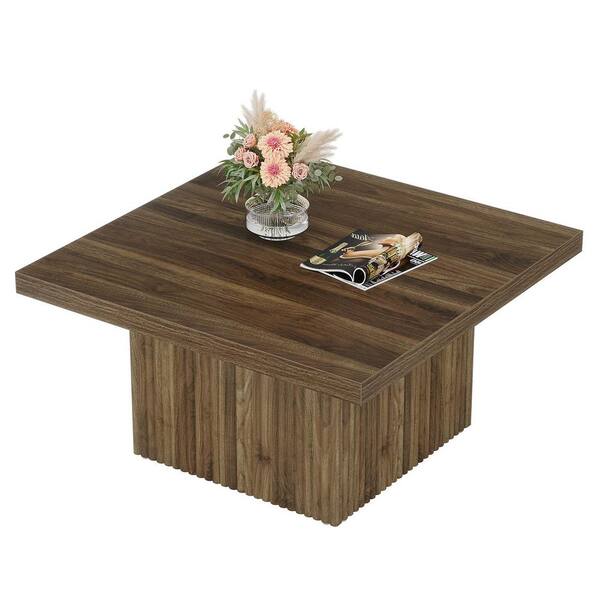 BYBLIGHT Allan 31 in. Brown Square Wood Coffee Table Center Table