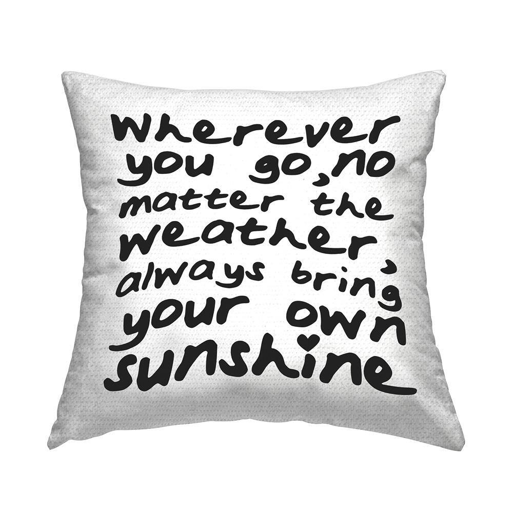 Bring Your Own Sunshine Phrase Black Square Outdoor Throw Pillow price history on PriceWatchPro