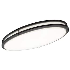 32 in. Black Oval LED Ceiling Mount Fixture, Dual Ring, Dimmable, 3 CCT Select 3000K to 5000K, 5500 Lumens