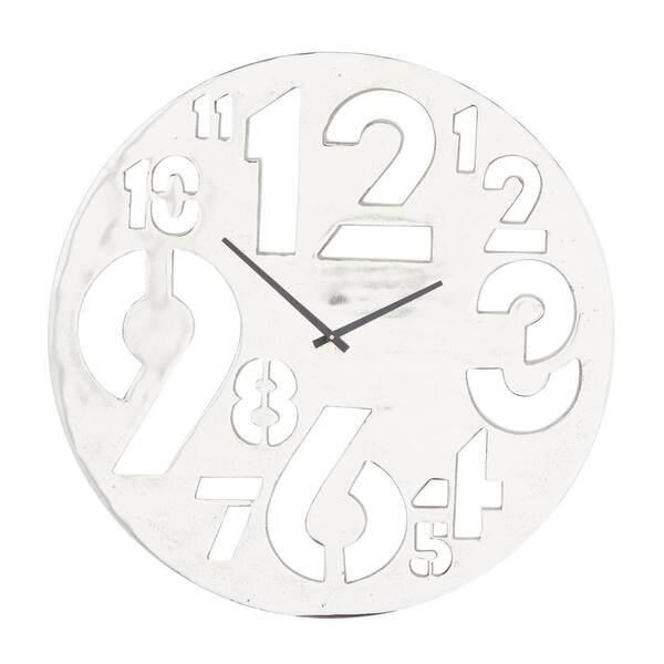 Litton Lane Silver Aluminum Contemporary Wall Clock