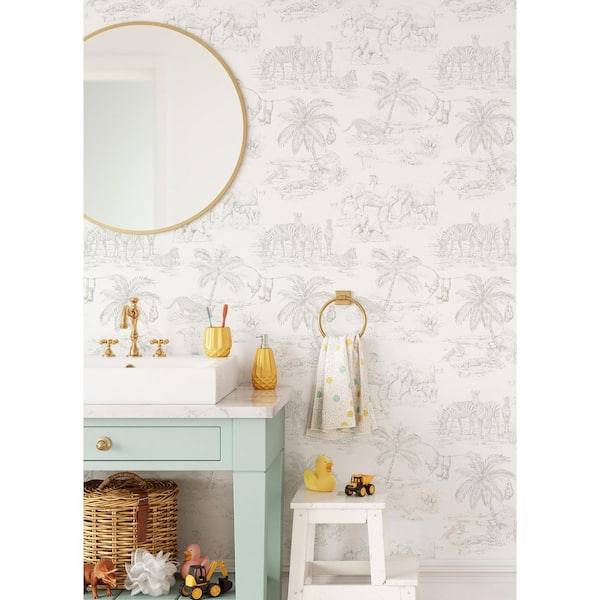 Silver Boheme Animals Matte Paper Non-Pasted Wallpaper Roll