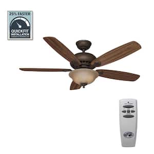 Southwind 52 in. Indoor LED Venetian Bronze Ceiling Fan with 5 Reversible Blades, Light Kit, Downrod and Remote Control