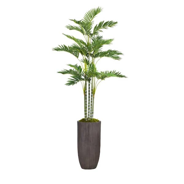 VINTAGE HOME 82.25 in. Tall Palm Tree Artificial Faux Dcor in Resin Planter