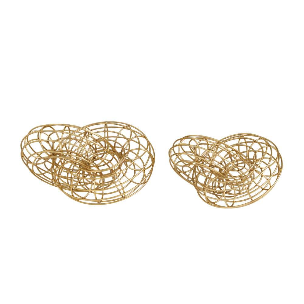 Gold Metal Wire Chain Sculpture (Set of 2)