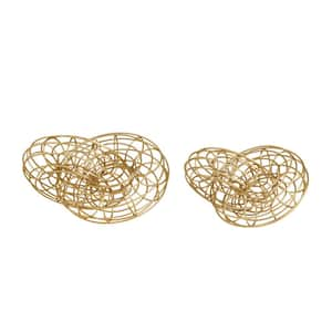 Gold Metal Wire Chain Sculpture (Set of 2)