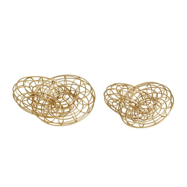 Litton Lane Gold Metal Wire Chain Sculpture (Set of 2)