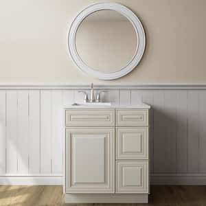 30 in. W x 21 in. D x 34.5 in. H in Cameo White Plywood Ready to Assemble Bath Vanity Cabinet without Top 3-Drawers