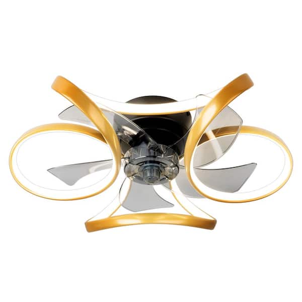 Indoor Fan Blade 15.6 in. Gold 19.7 in. Ceiling Fan Strip LED Light, 120-Volt, with Remote and Exclusive App, Dimmable