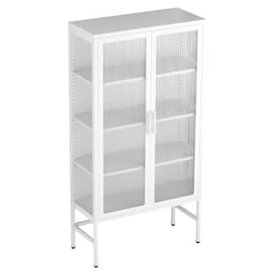 Anky 31.5 in. W x 12.6 in. D x 61.02 in. H White Freestanding Bathroom Linen Cabinet with Glass Doors