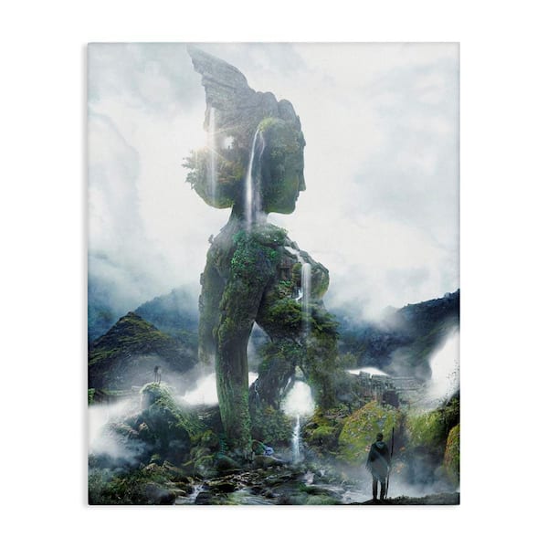 Stupell Industries Mossy Nature Statue of Woman by Barrett Biggers Unframed Nature Graphic Art Print 40 in. x 30 in.