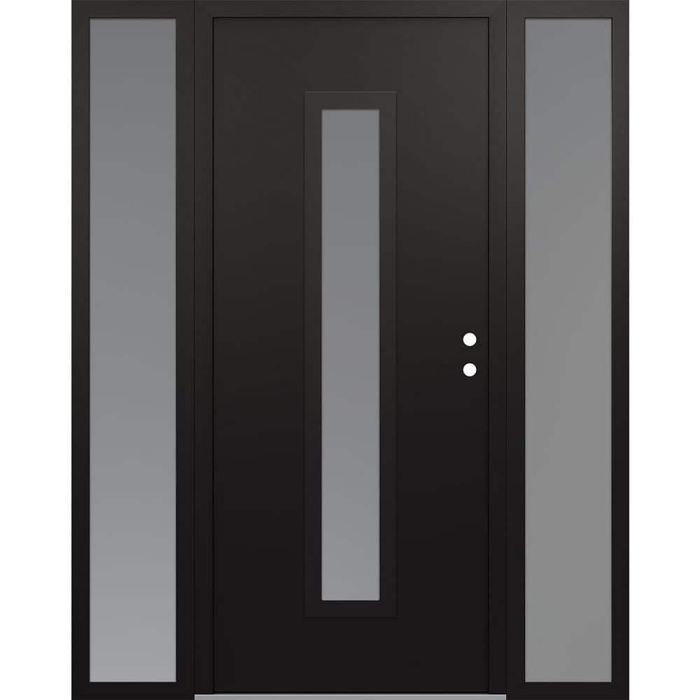 A11 60 in. x 80 in. Black P Left-Hand/Inswing Frosted Glass Black/White 2 Sidelite Steel Prehung Front Door price history on PriceWatchPro