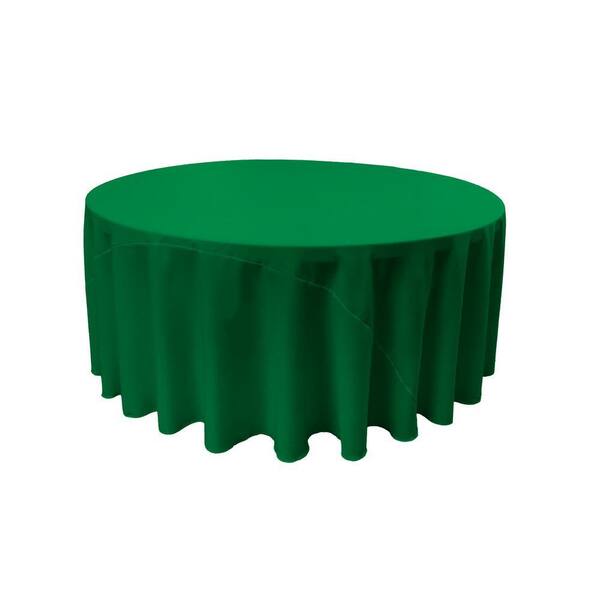 108 in. Emerald Green Round Polyester Poplin Tablecloth